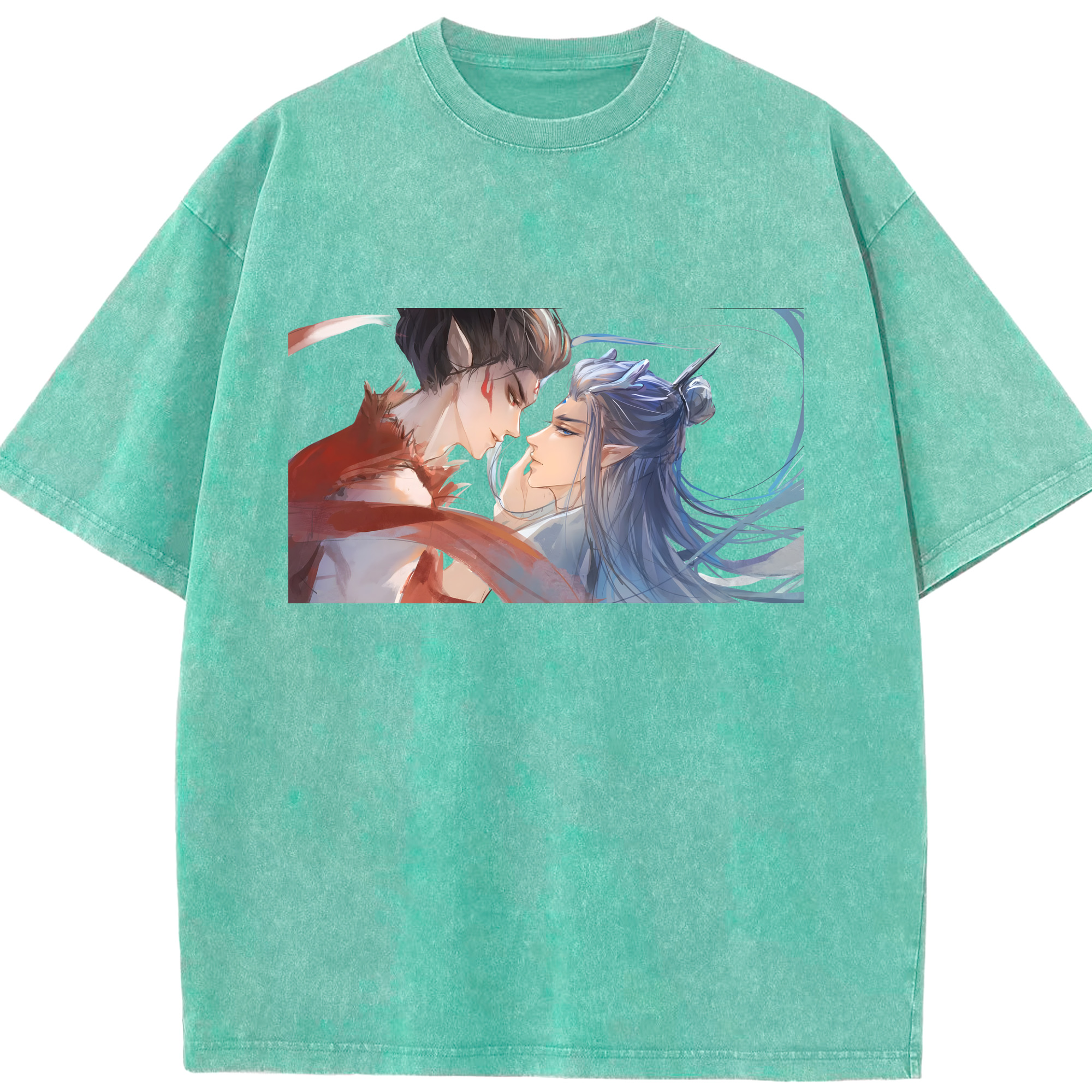 （画像用） Ne Zha 2 ナタ 魔童の大暴れ 綿100% ヴィンテージ風 半袖Tシャツ（フロントプリント）